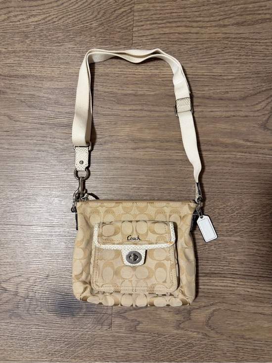 Coach Handbags - Coach Tan Signature Canvas Crossbody Bag